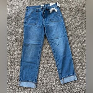 Nicole Miller Blue Cropped Straight-Leg Jeans